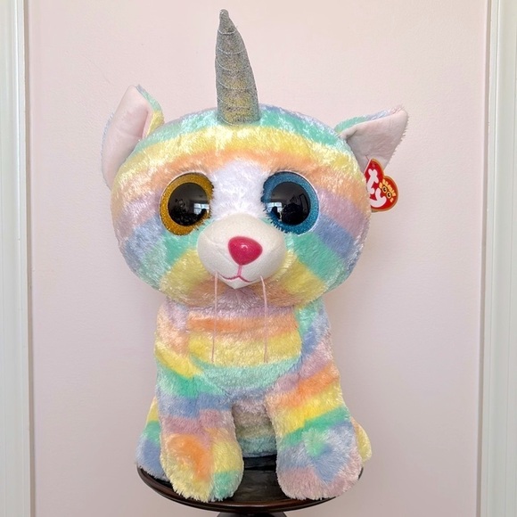 Brand New Ty Beanie Boo Large 16" Rainbow Unicorn Cat Plush Stuffed Animal Toy - Picture 3 of 15